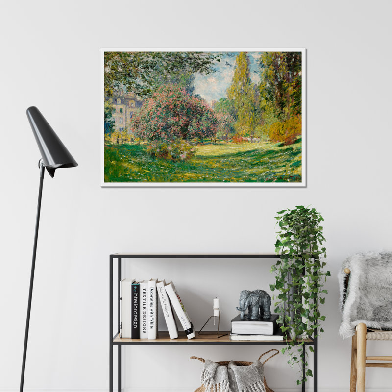 Landscape-The Parc Monceau by Claude O. Monet - Wrapped Canvas Painting, 65cm H x 95cm W x 2.3cm D, White Framed Paper Print