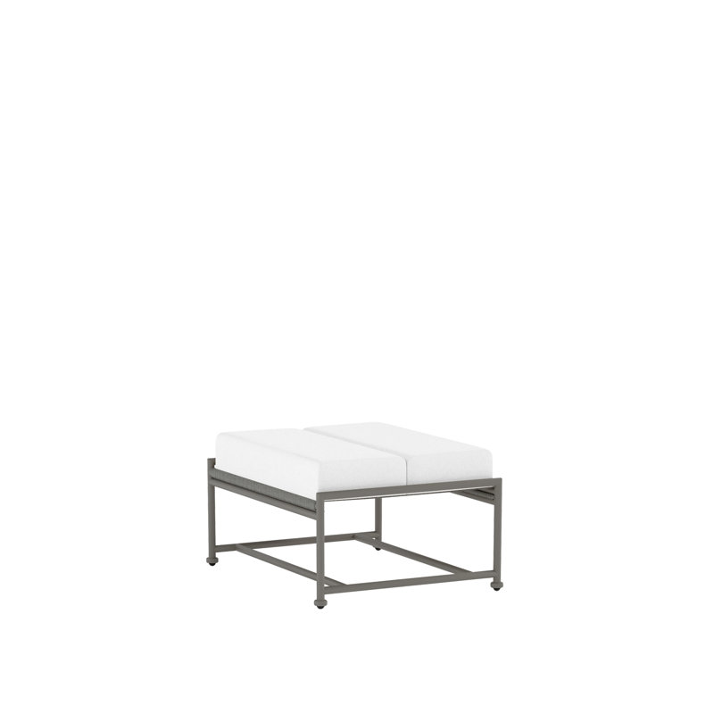 Glendale Cushion Sling Outdoor Ottoman, Tan, White