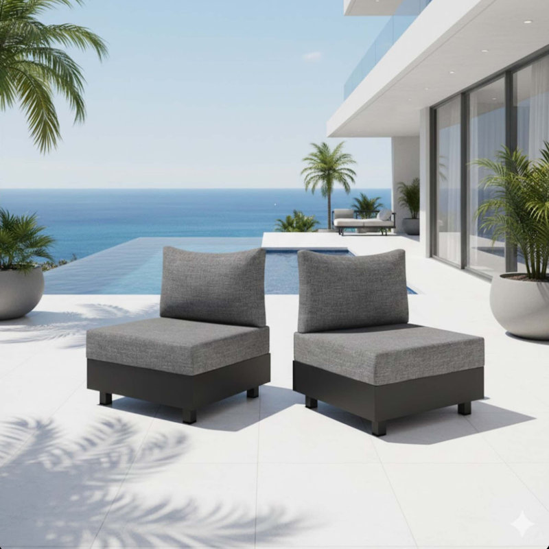 Ensemble de chaises d'extérieur sans accoudoirs reconfigurables en aluminium