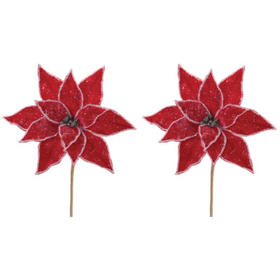 Tiges de fleurs de poinsettia scintillantes (ensemble de 2)