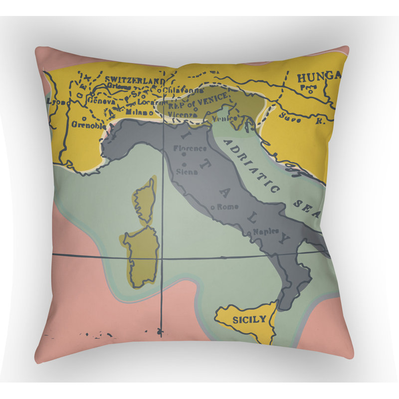 Coussin décoratif intérieur / extérieur Jetset Europe, H 22 po x l 22 po x P 5 po