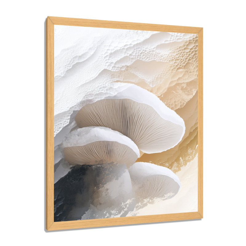 II - Tableau encadré de champignons, H 20 po x l 12 po, Natural Picture Framed