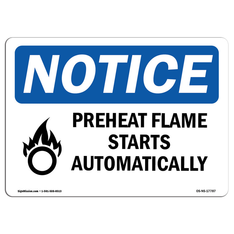 Preheat Flame Starts Automatically Sign