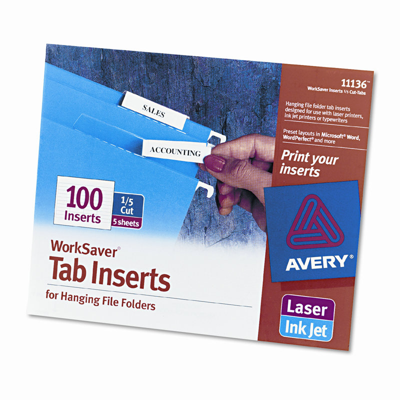 Avery® Laser/Ink Jet Inserts For Hanging File Fold Paper Hanging Files Cabinet
