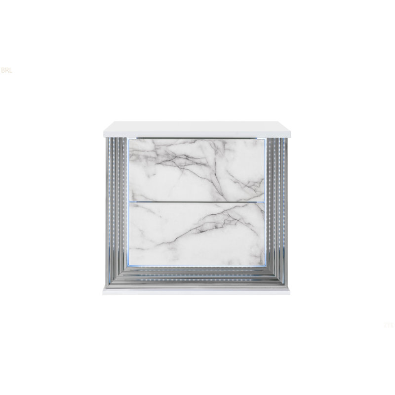 Table de chevet lune blanche en marbre avec DEL, Marbre