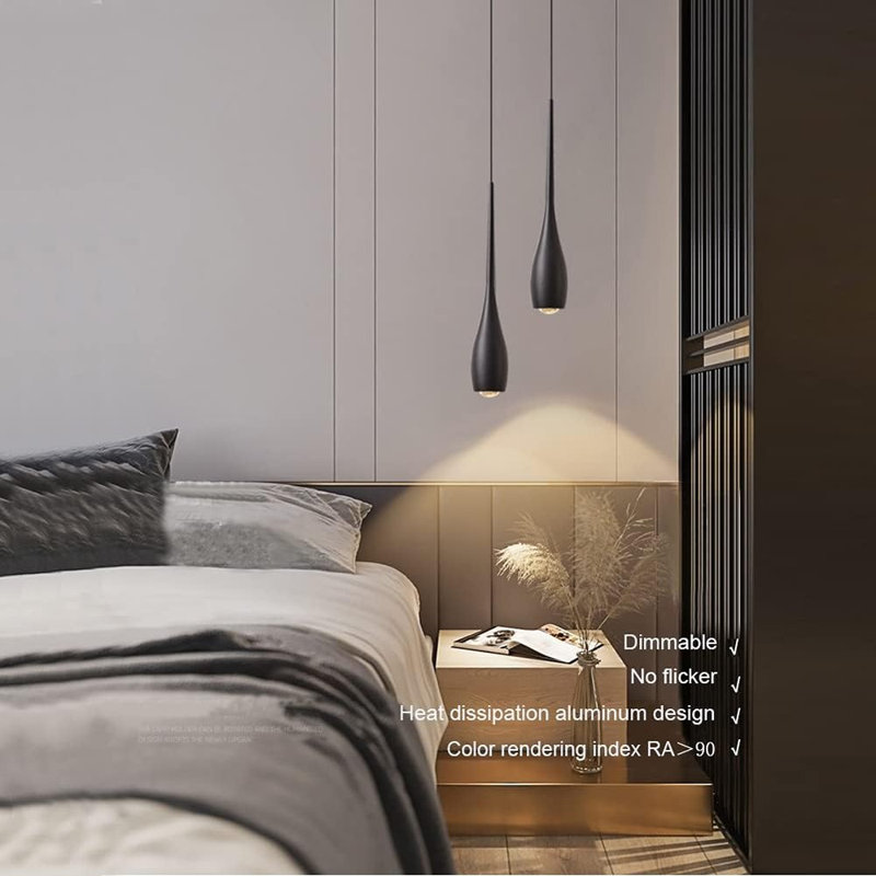 Luminaire suspendu noir pour îlot de cuisine, luminaires à DEL à intensité variable, petit luminaire suspendu industriel moderne pour évier, bar, salle à manger et chevet (paquet de 1)