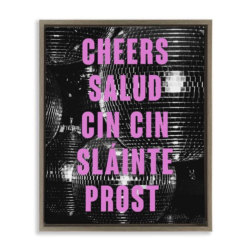  Art mural sur toile Cheers, H 21 po x l 17 po, Cadre flottant orme Montalcino