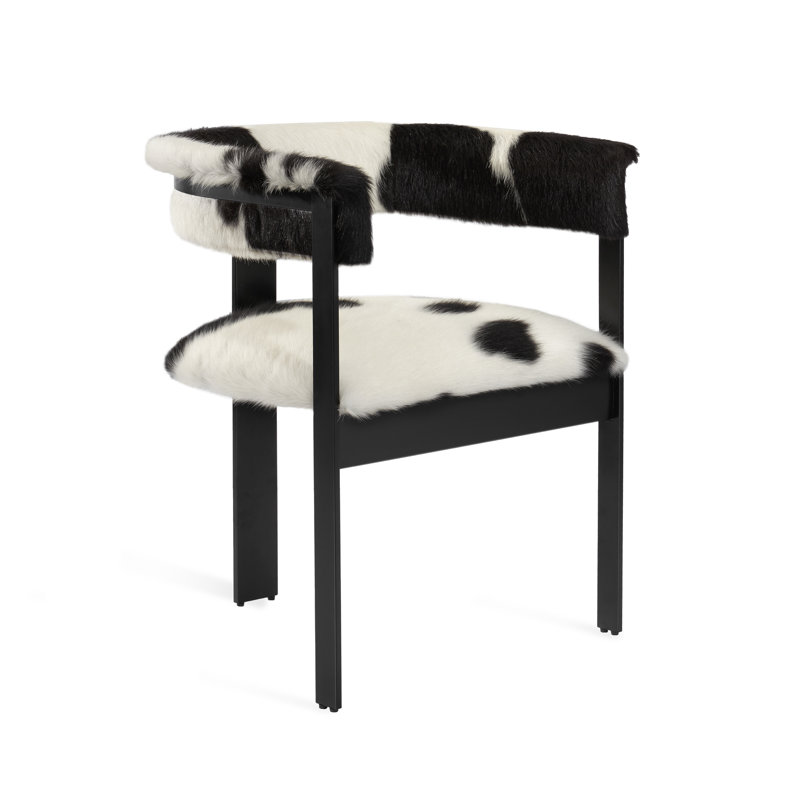 Darcy 19'' H Upholstered Armchair, Leather Hide Spotted, Matte Black