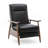 Fremont Leather Wood Arm Push Back Recliner - Black