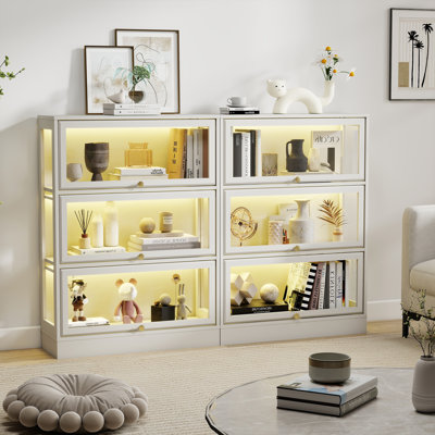 Display Cabinet With Acrylic Glass Doors,3-Tiers Curio Cabinet With LED Lighting For Collectibles, Collectibles Toy Organizers Rack & Display Shelf Di by Wrought Studio