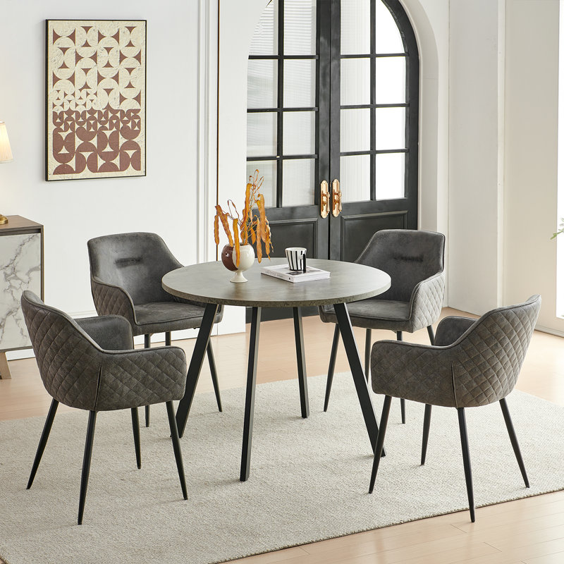 46cm H Upholstered Metal Armchair, Grey