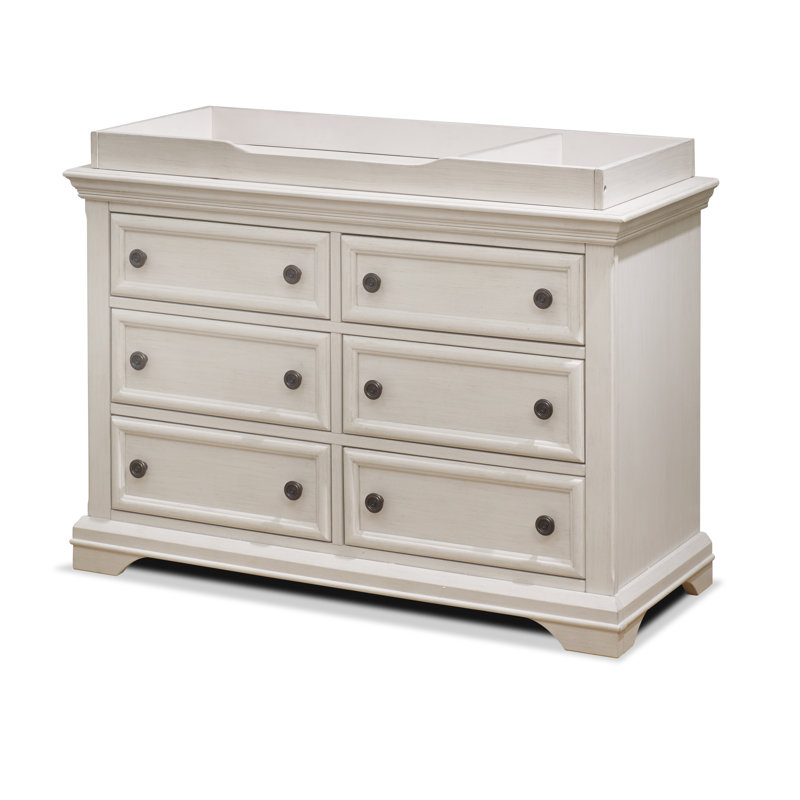 Brushed Ivory Wooden Changing Table Topper with Compartments