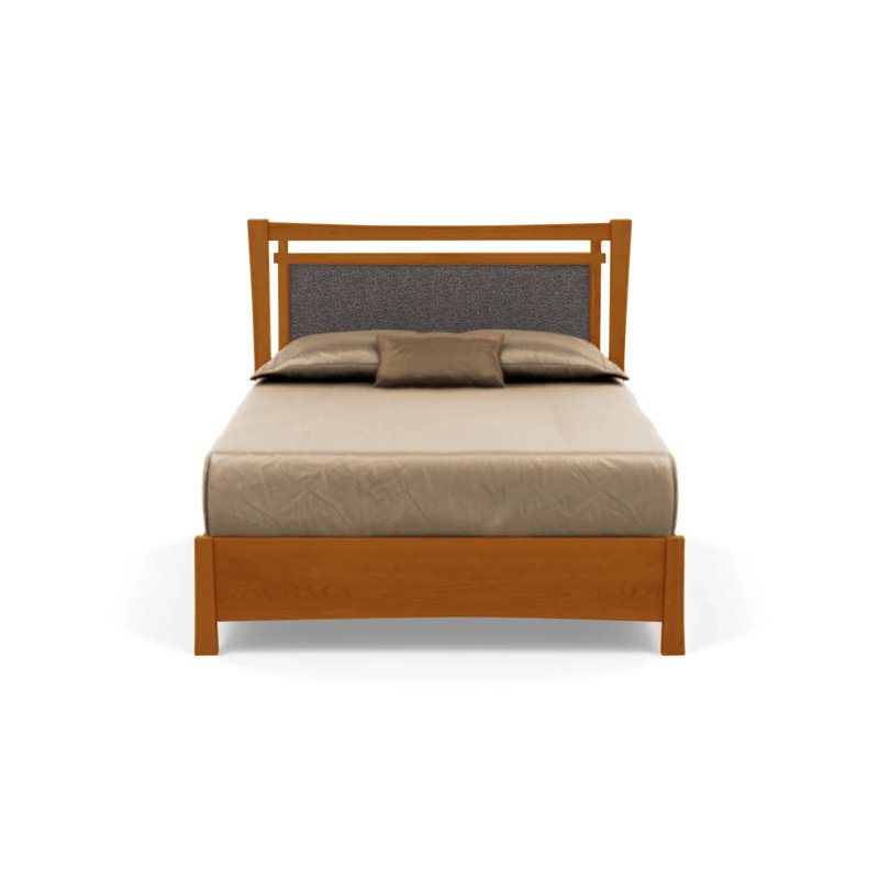 Monterey Upholstered Platform Storage Bed, Smoke Cherry, King, Slate Fabric