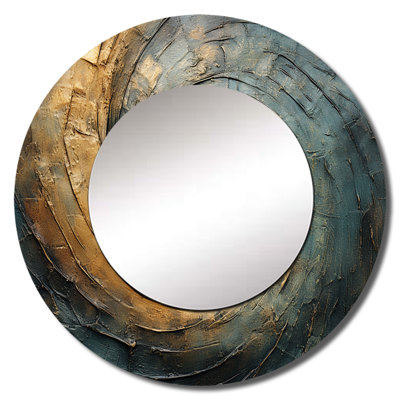 Bronze Whirling Wisdom Vortex - Abstract Spirals Mirror, Modern Round Decorative Wall Mirror, Printed Metal Art