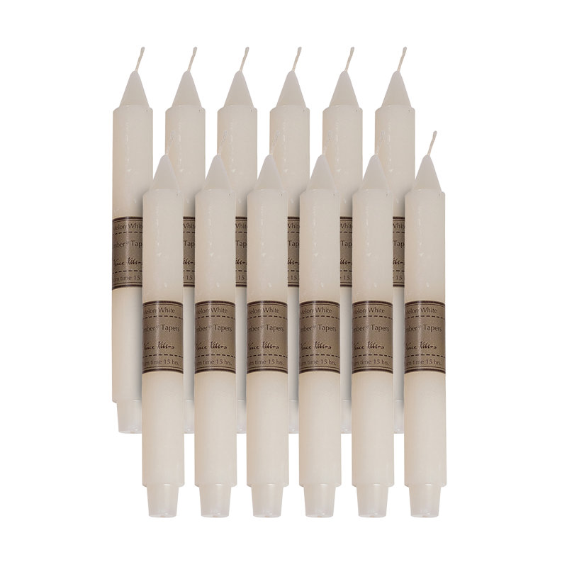 Ensemble de 12 chandelles coniques non parfumées 12 pièces, Blanc melon