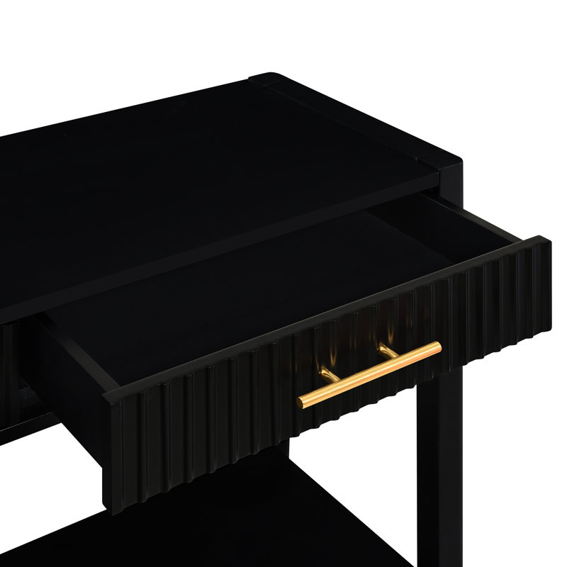 Console avec tiroirs à rayures verticales, Noir