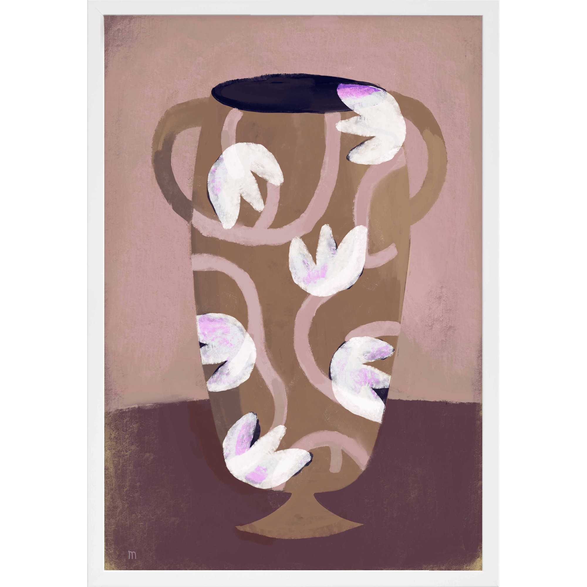 Flowered Vase by Marco Marella For Studio M, White Framed Paper, 25" H x 17.5" W