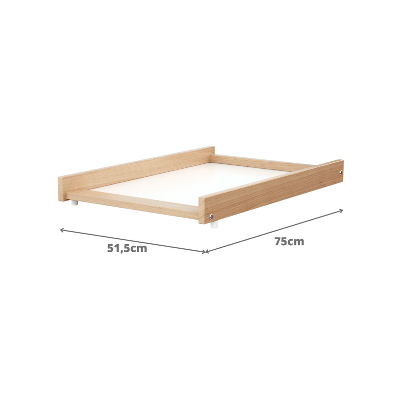 - Removable changing table for wooden baby bed MONA Beech Varnished 60 x 120 cm, Beige