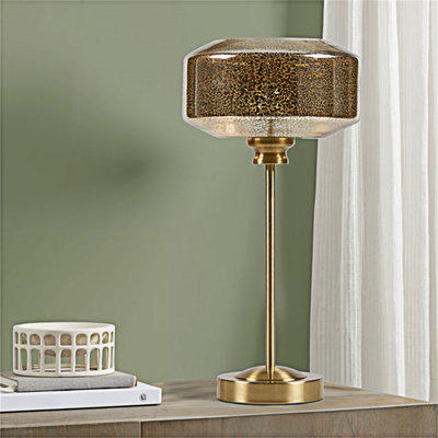 Lampe de table luxueuse en verre au mercure avec finition dorée