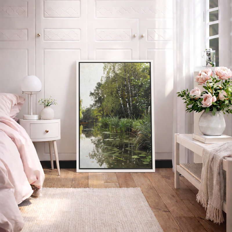 Misty Lakeside, H 24 po x l 16 po x P 1,5 po, Cadre flottant blanc