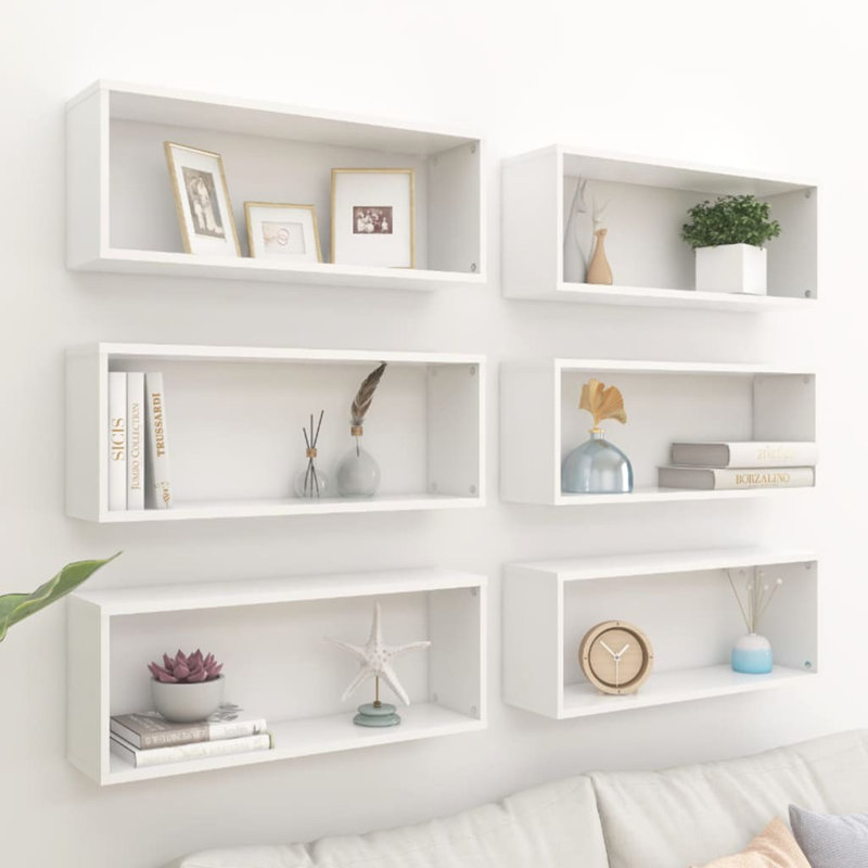 Étagère murale cubique en bois d'ingénierie vidaXL 2/4 / 6x Multicolore, H 9,06 po x l 23,62 po x P 5,91 po, Blanc