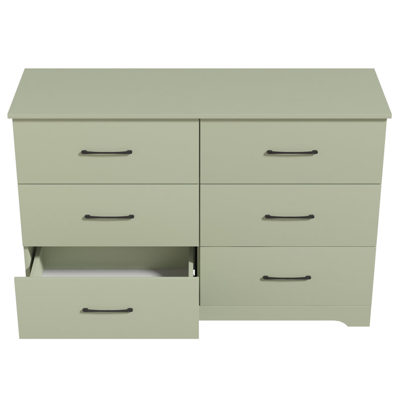 Arkia 47" W 6-Drawer Manufactured Wood Dresser, Green