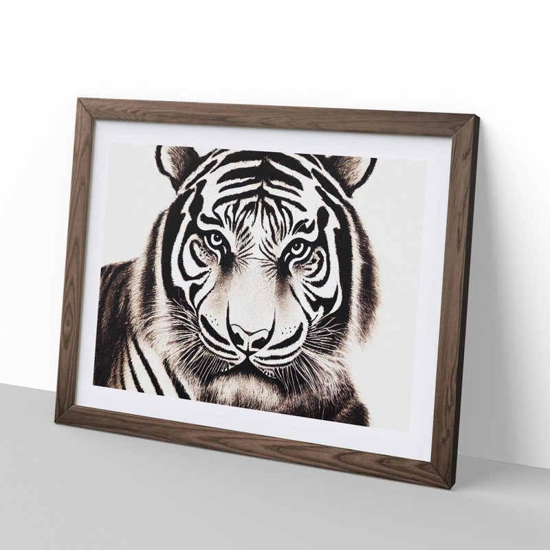 Tiger Art Vol.1 - Single Picture Frame Print, 46cm H x 64cm W x 2cm D, Walnut Framed