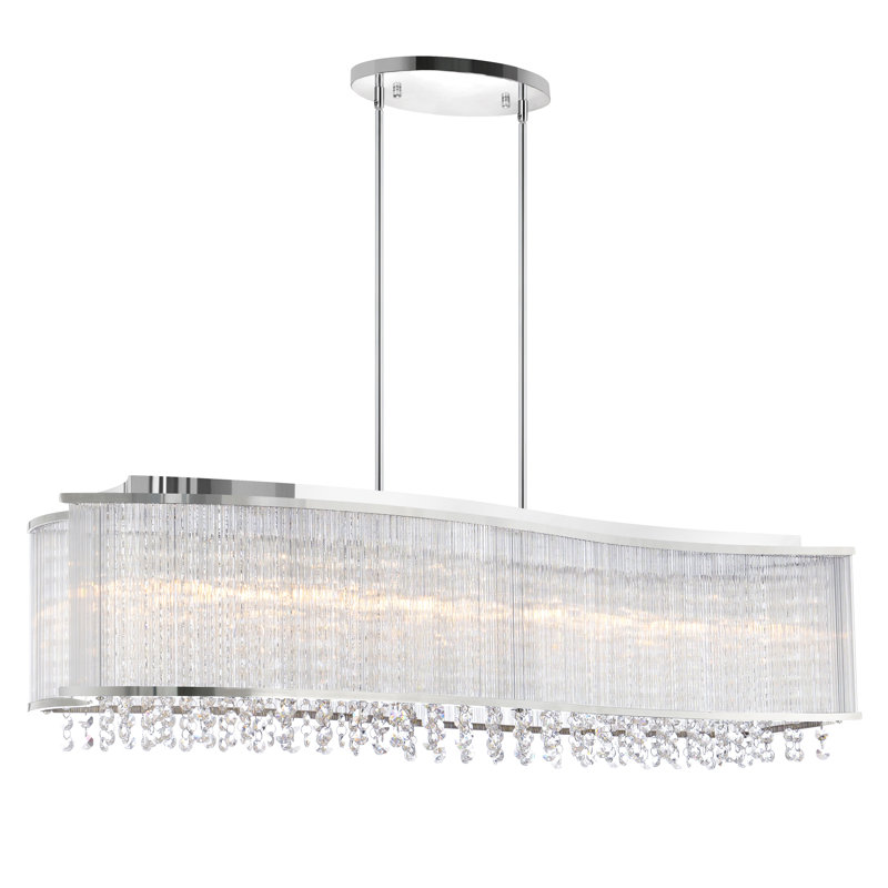 36'' Chrome Drum Chandelier for Living Room, Dining Room, or Bedroom – 6-Light Modern Ceiling Fixture with G9 Bulb Base