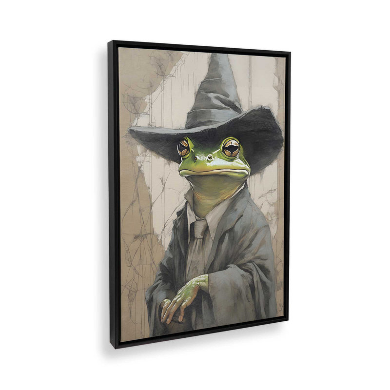 Le crapaud enchanté, Impression encadrée sans passe-partout, H 18,75 po x l 12,75 po, Noir satiné