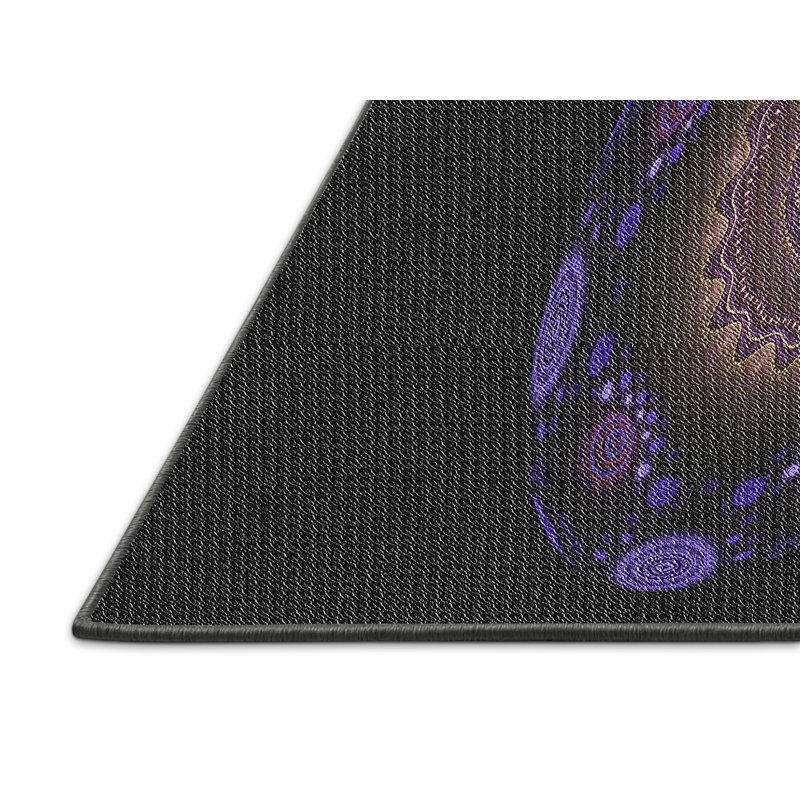 Tapis violet/brun/noir tissé à la machine, Rectangle 5 pi x 8 pi
