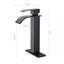 Robinet de salle de bain noir mat à cascade, commande à une poignée, acier inoxydable avec bonde escamotable sans trop-plein-123052545