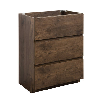 Armoire noyer 24F-105: 3 tiroirs, pré-assemblé, conception moderne, rangement maximal, fonctionnement silencieux et lisse, poignée, sans cuve Armoire 24F-105: noyer, look élégant, non disponible
