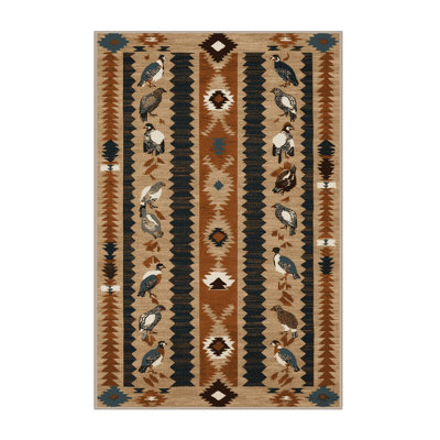 Washable Quail Southwestern Area Rug