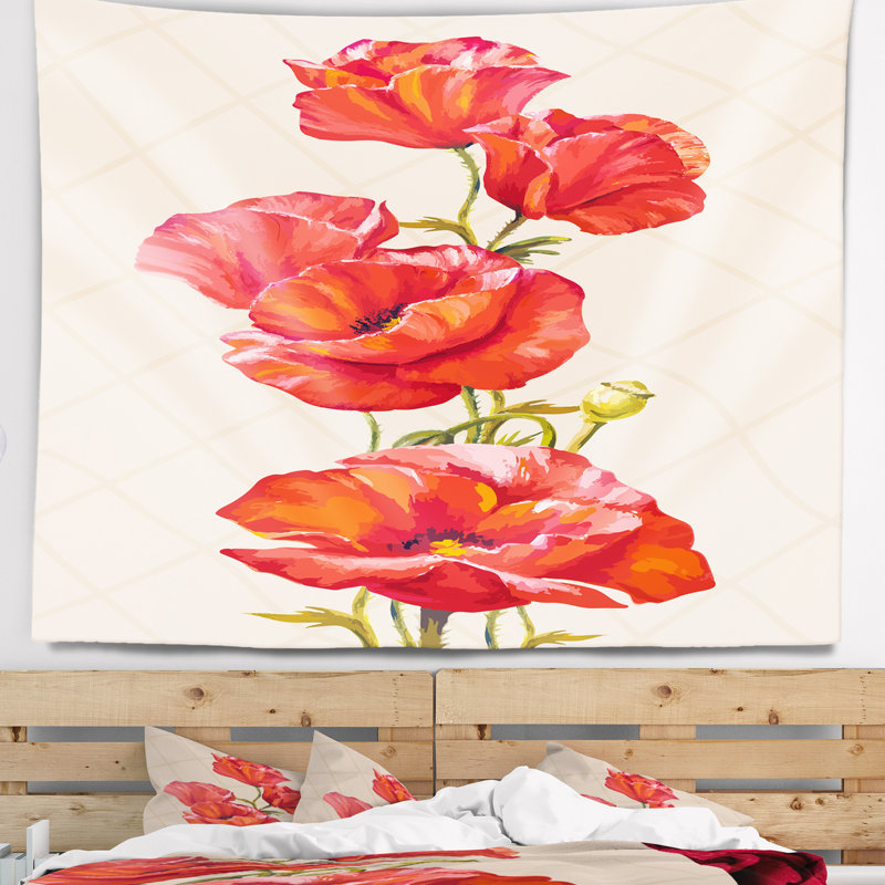 Bouquet de coquelicots vector art tapisserie Floral, H 50 po x l 60 po