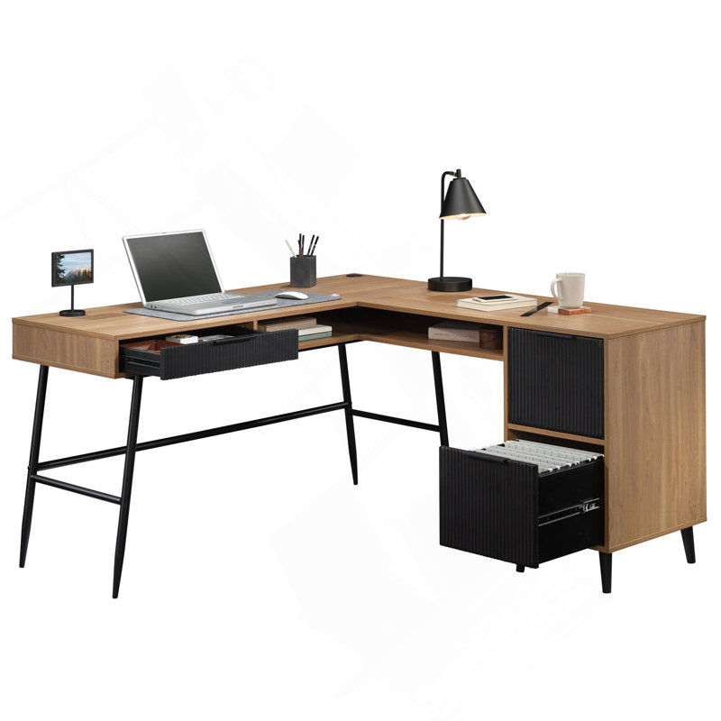 Bureau en L, finition brune