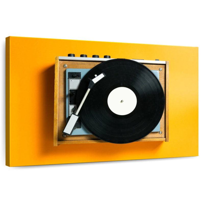 Retro Yellow Record Player, 16" H x 24" W