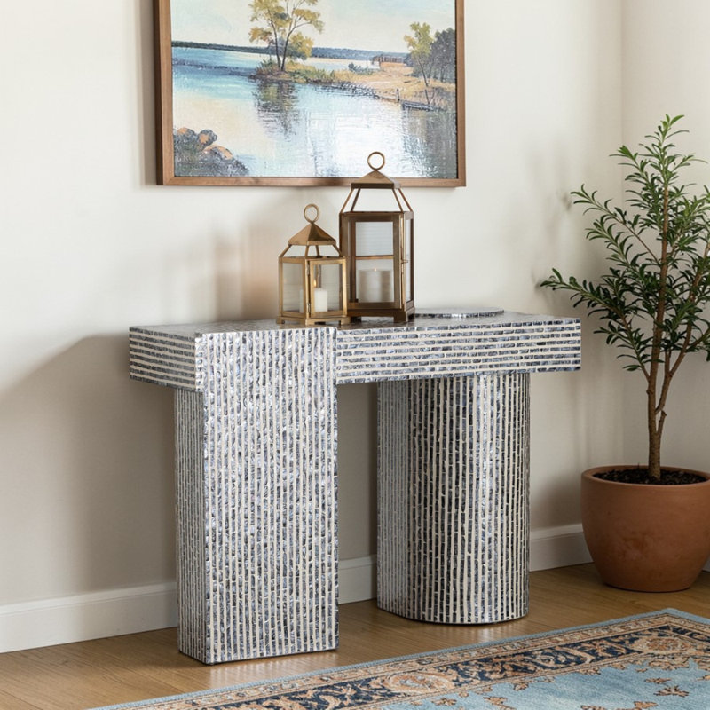 Console Ralston à motif géométrique en coquillage Capiz