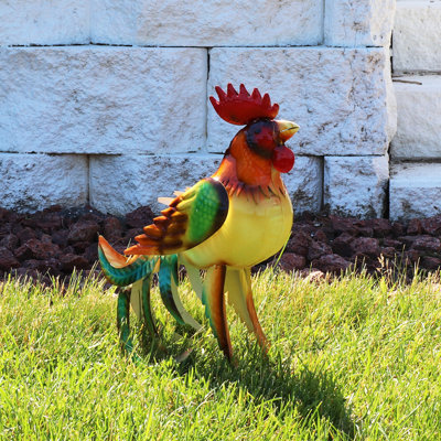 Lendol 16" Metal Rooster Garden Statue