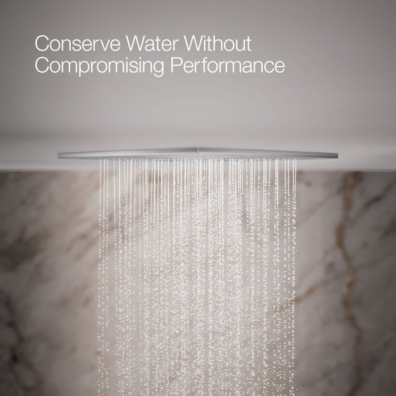 WaterTile Rain Overhead Showering Panel with 4 22-Nozzle Sprayheads, Polished Chrome