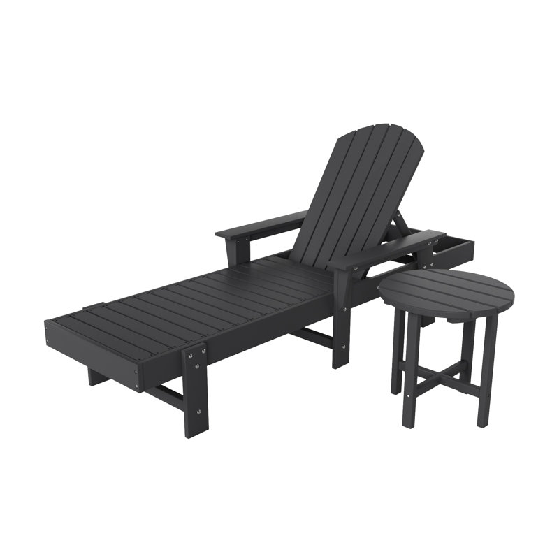 Altura Outdoor Chaise Lounge with Table, Gray