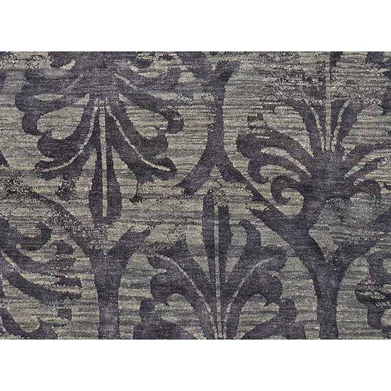 Tapis bleu ardoise de haute qualité noué à la main, Rectangle 9 pi x 12 pi