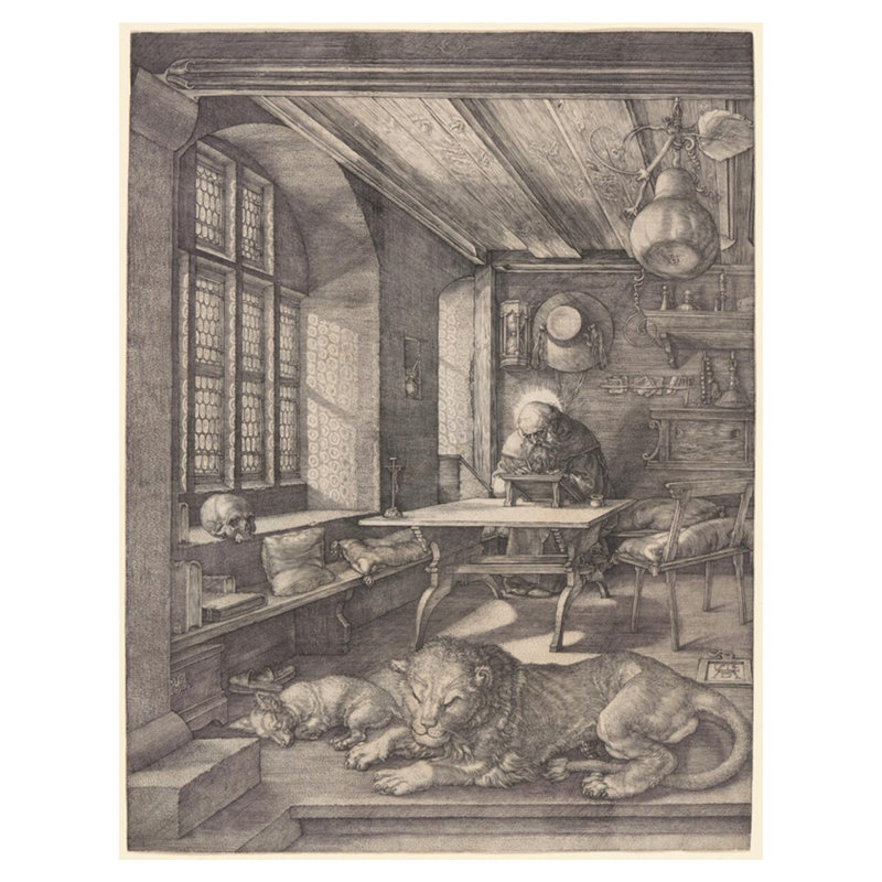 «St. Jerome in His Study» par Albrecht Dürer - Estampe numérique, H 40 po x l 32 po