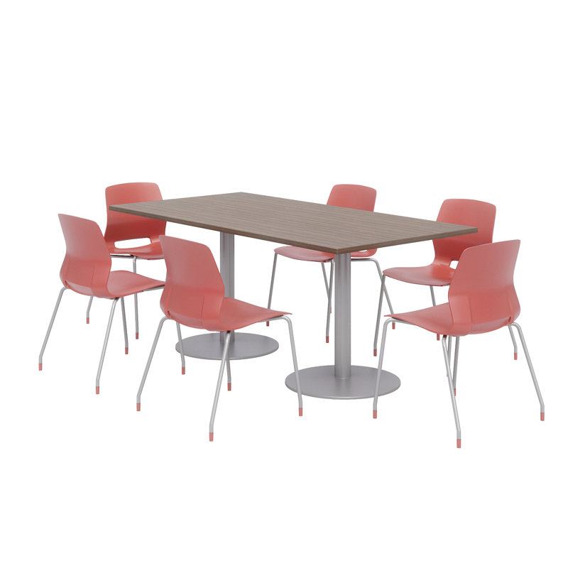 Ensemble de table de salle à manger rectangulaire 72 "et chaise, Teck studio, Corail