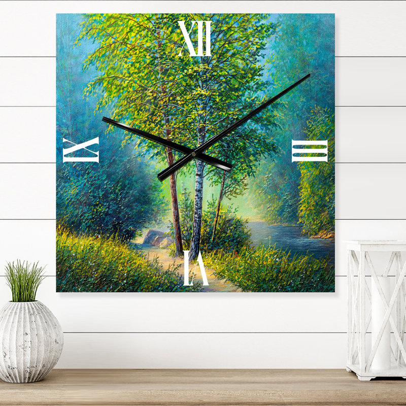 Horloge murale «Three Vibrant Trees by the River», Petit