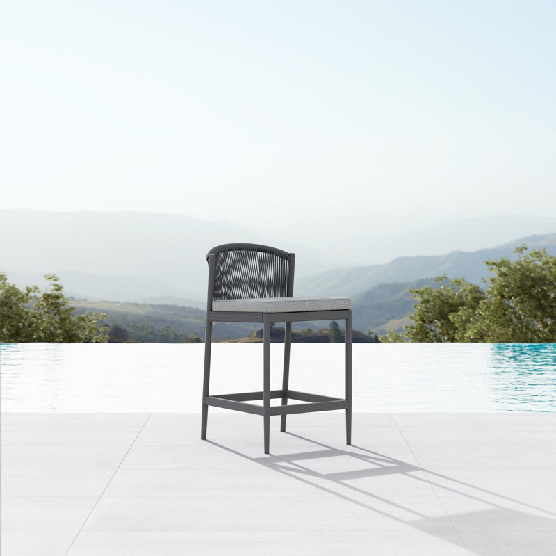 Catalina Patio Bar Stool with Cushion, 32.48" H, Charcoal