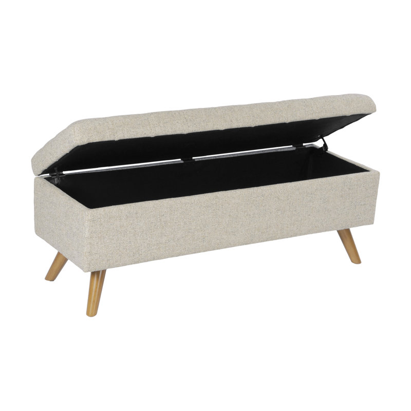 Ataru Upholstered Flip Top Storage Bench, Textured Cream