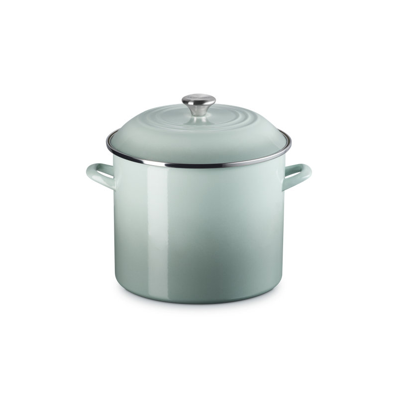 Le Creuset Enamel-On-Steel Stockpot With SS Knob, 16 Qt., Sea Salt, Sage
