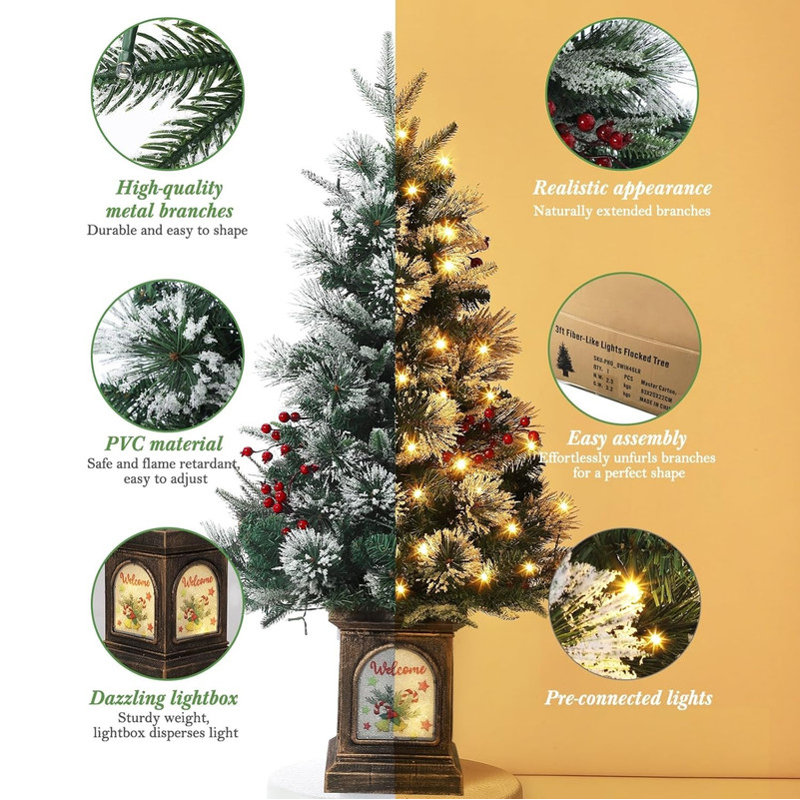 3' H Lighted Artificial Christmas Tree