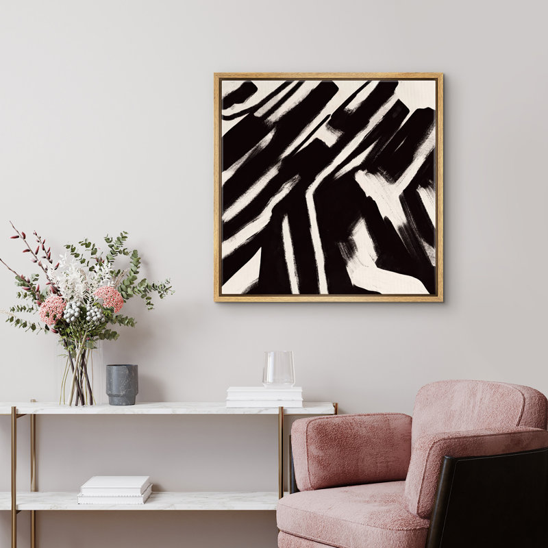Abstrait, reproduction sur toile encadrée noire, Naturel, H 24 po x l 24 po x P 1,5 po