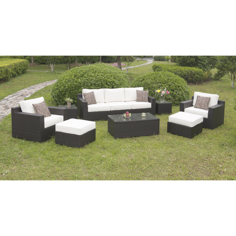 Ensemble de conversation pour 5 personnes avec coussins Colwell, Blanc